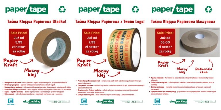 3 modele taśm papierowych PaperTape