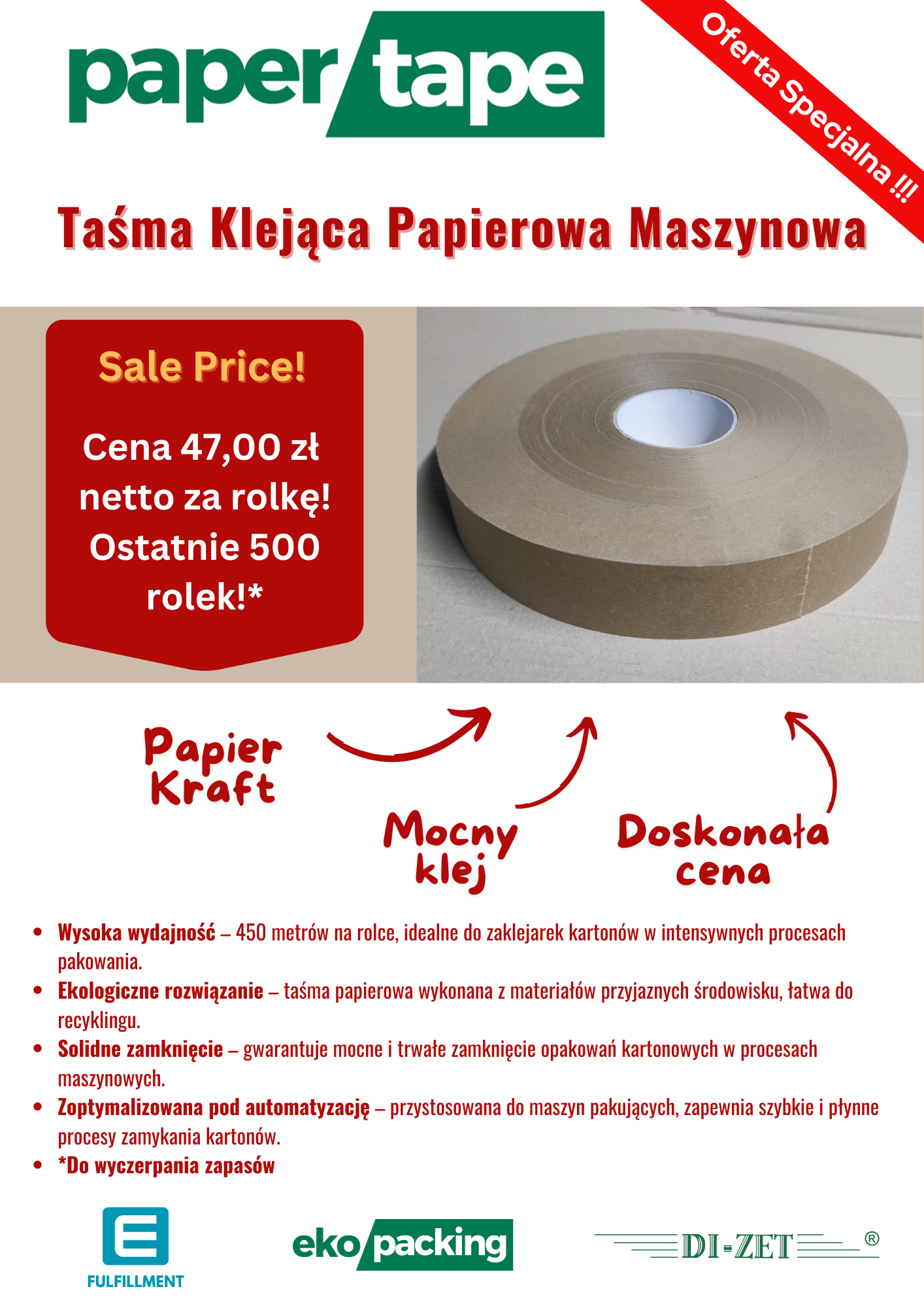 Read more about the article Super oferta! Wyprzedaż taśm PaperTape KH 80 maszynowych