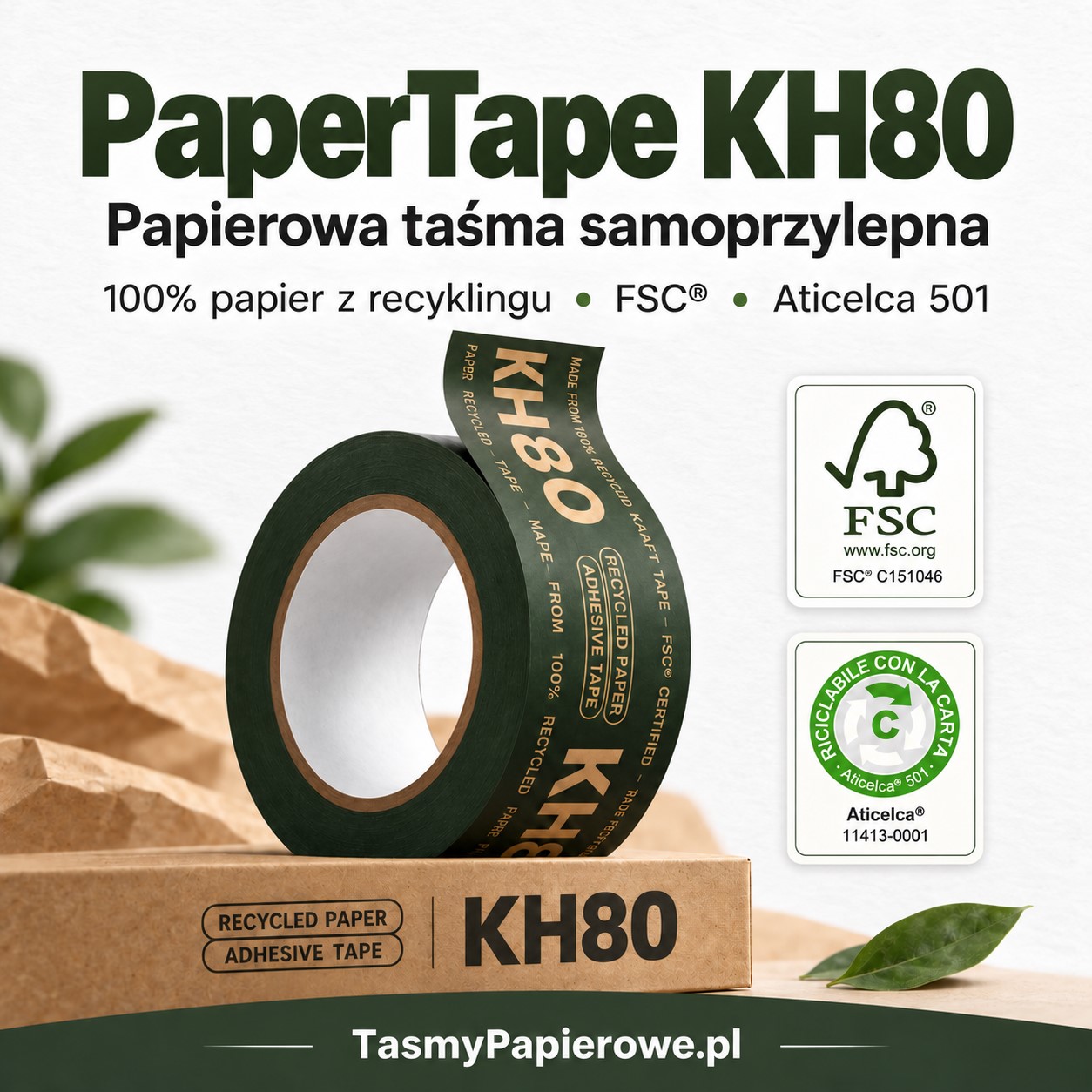PaperTape KH80 – taśma papierowa z papieru 100% z recyklingu